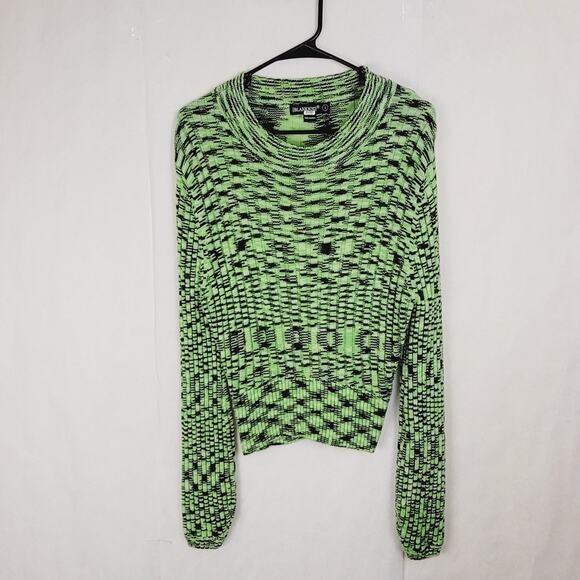 Blank NYC The Clash green ribbed puff sleeve sweater Size small Dopamine Artsy - Picture 4 of 9